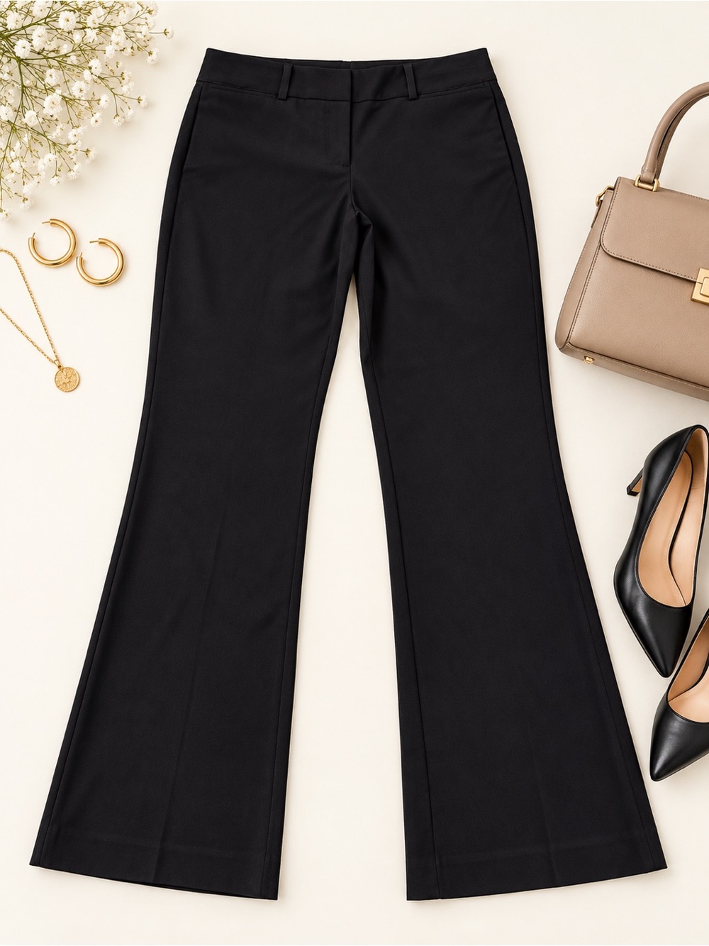 NY & Company 7th Avenue Black Bootcut Dress Pants 10 Tall Stretch